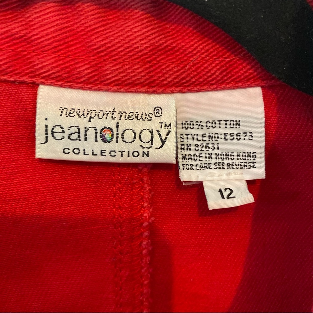 Vtg Newport News Jeanology Long Red Button-Front Denim Coat Dress Patriotic 12 - Picture 3 of 12